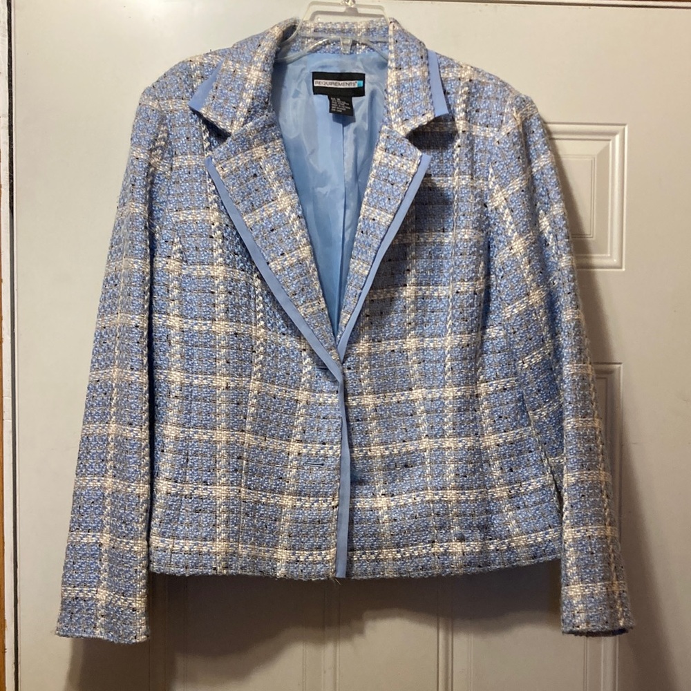 Requirements‎ Light Blue and Cream Tweed Blazer 16